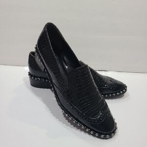 Adrianna Papell Elegant Black Croc-Embossed Loafers Sz.9 (EU 39)